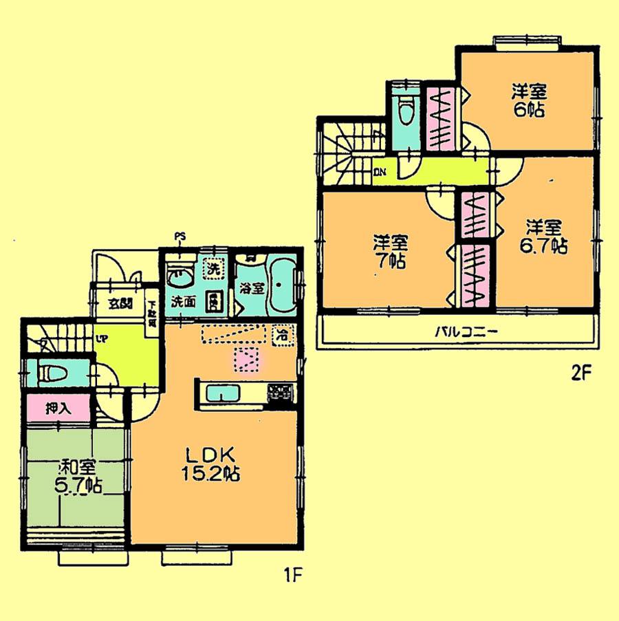 Floor plan. Price 22,800,000 yen, 4LDK, Land area 133.99 sq m , Building area 96.05 sq m
