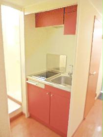 Kitchen. Red dishes if cute kitchen is also will be fun!