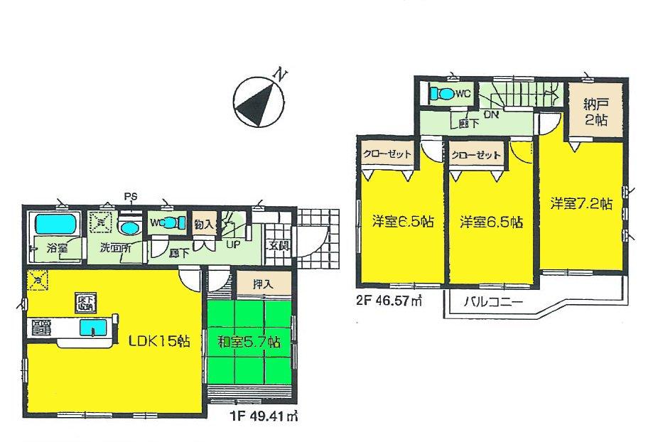 Floor plan. Price 22,800,000 yen, 4LDK+S, Land area 130.09 sq m , Building area 95.98 sq m