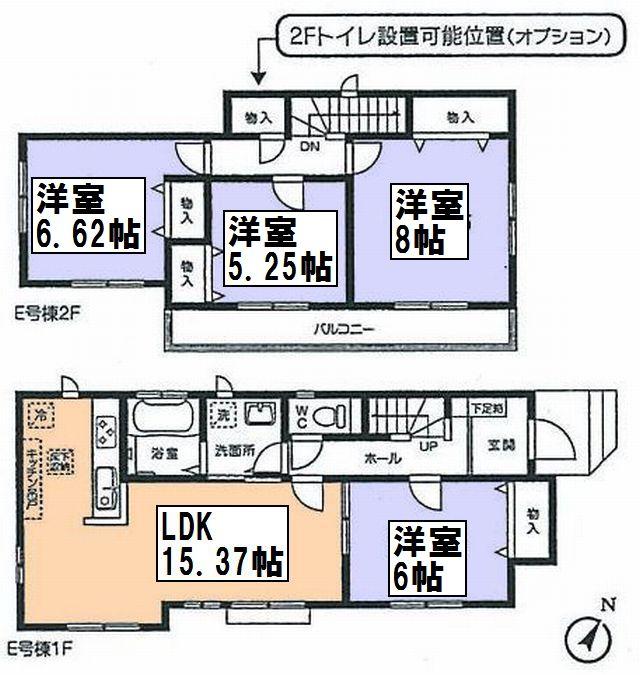 Floor plan. (E Building), Price 23.8 million yen, 4LDK, Land area 120.73 sq m , Building area 97.7 sq m