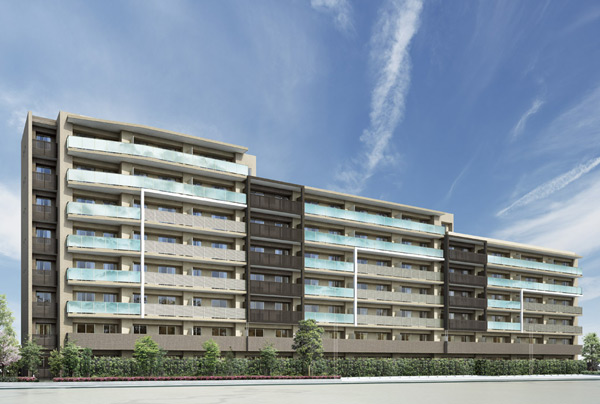 Features of the building.  [Exterior - Rendering] Toned earth colors, Facade design elegance drifts. By employing multiple materials, I was born firm expression of contrast. Not only the color of the outer wall, Even with a change in the shape of the precursor, Create a magnificent appearance that shade of light will bring. Sophisticated facade, It will be gracious landmark of the city.