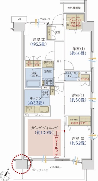 Other. F type ・ 4LDK + SWIC + FC Occupied area / 81.89 sq m balcony area / 10.1 sq m  Outdoor unit yard area / 2.0 sq m alcove area / 2.2 sq m