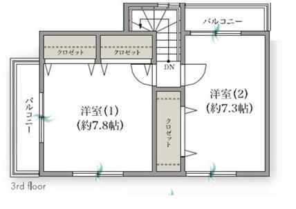 Floor plan. 36,800,000 yen, 2LDK + S (storeroom), Land area 66.12 sq m , Building area 109.75 sq m ☆ 3F part ☆
