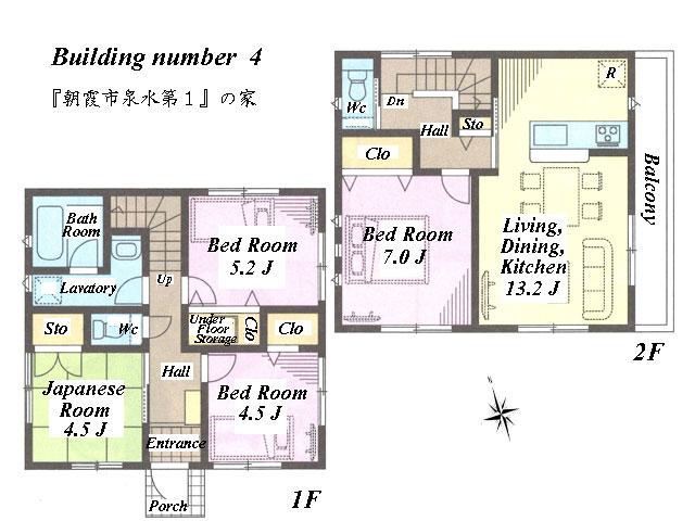 Floor plan. (4 Building), Price 30,800,000 yen, 4LDK, Land area 103.1 sq m , Building area 85.04 sq m