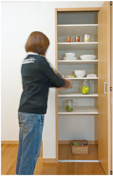 Receipt. Pantry in the kitchen, We are able to stash and save food and water, It is very convenient.