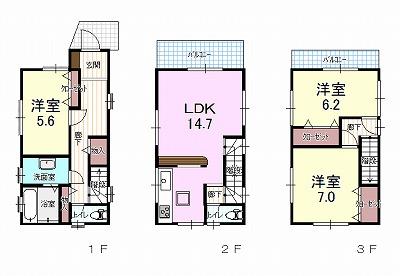 Floor plan. 24.5 million yen, 3LDK, Land area 68.77 sq m , Building area 91.08 sq m