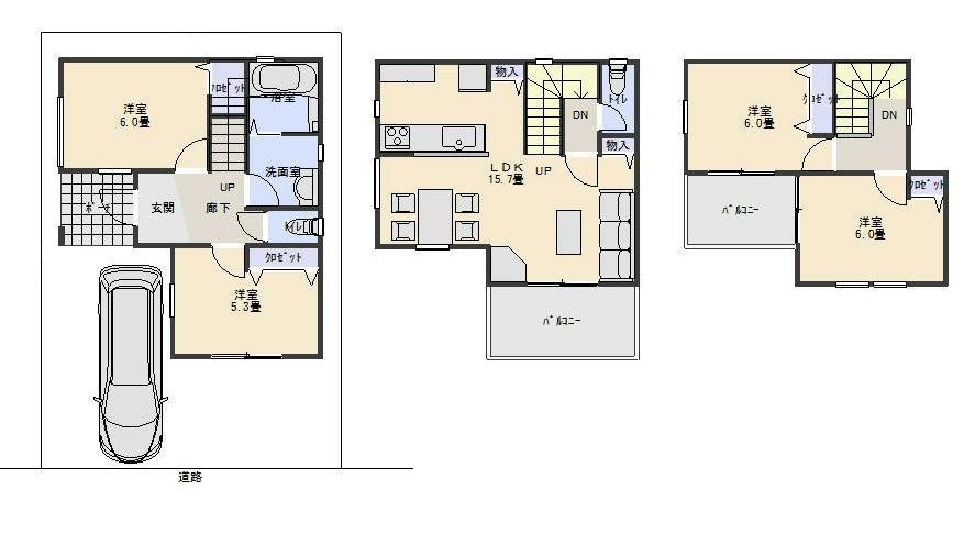 Building plan example (floor plan). Building plan example Building price 15.4 million yen, Building area 92.74 sq m