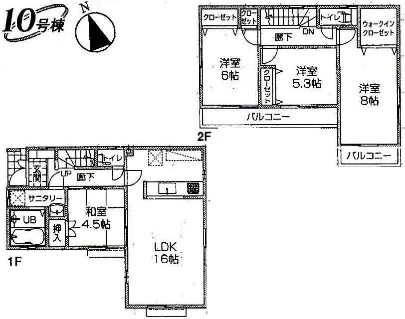 Building plan example (floor plan). Building plan example (10 compartment) 4LDK, Land price 21,800,000 yen, Land area 102.63 sq m , Building price 11 million yen, Building area 96.05 sq m
