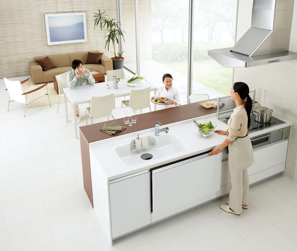Same specifications photo (kitchen). Popular face-to-face kitchen. You always can housework while checking the movement of the family. Kitchen in the sun is going to be fun every day dishes. (Kitchen same specification equipment)