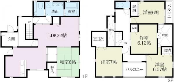 Floor plan. 28.8 million yen, 5LDK, Land area 166.24 sq m , LDK with a building area of 135.11 sq m atrium