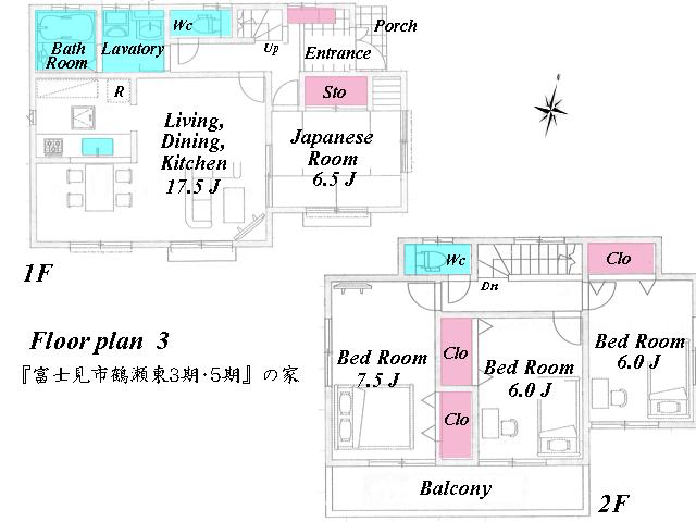 Floor plan. (3 Building), Price 36,800,000 yen, 4KK, Land area 137.77 sq m , Building area 102.67 sq m