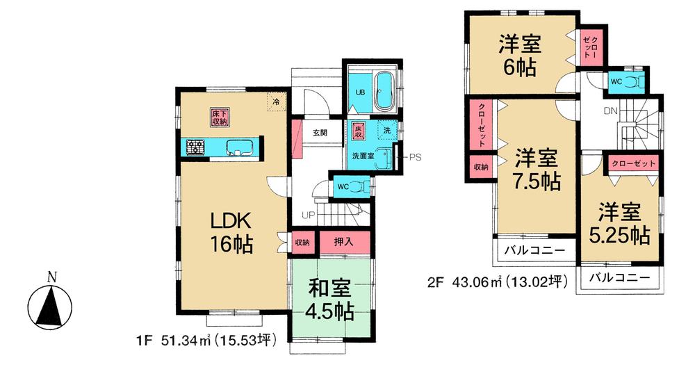 Floor plan. 34,800,000 yen, 4LDK, Land area 118.07 sq m , Building area 94.4 sq m