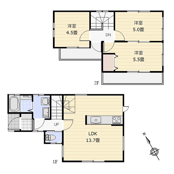 Floor plan. 19,800,000 yen, 3LDK, Land area 64.71 sq m , Building area 64.17 sq m