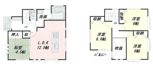Floor plan. 16.8 million yen, 4LDK, Land area 82.34 sq m , There is storage space in the building area 81.21 sq m all room There is a feeling of opening of the atrium is on top of the LDK We will propose a bright floor plan. Large also in the room, which is the main bedroom We set up a loft.