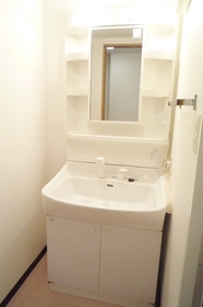 Washroom. There and glad independent wash basin