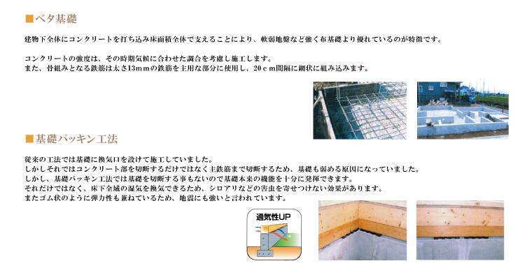 Construction ・ Construction method ・ specification. Good ventilation, There is also an effect on pests such as termites. Because it also serves as resilient as rubber-like, It is said that strong earthquake.