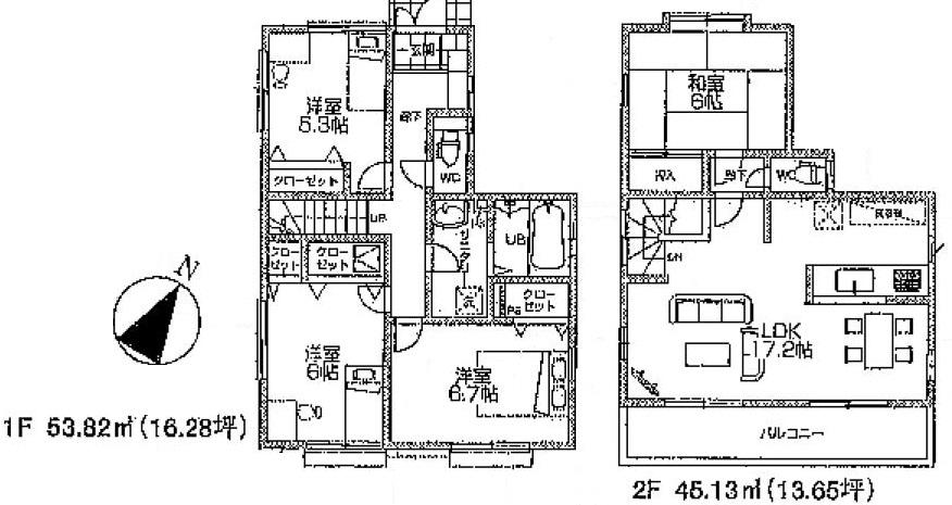 Floor plan. (1 Building), Price 35,800,000 yen, 4LDK, Land area 101.62 sq m , Building area 98.95 sq m