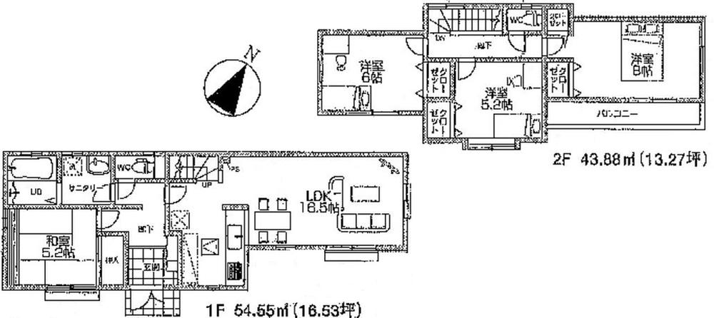 Floor plan. (3 Building), Price 32,800,000 yen, 4LDK, Land area 105.11 sq m , Building area 98.53 sq m