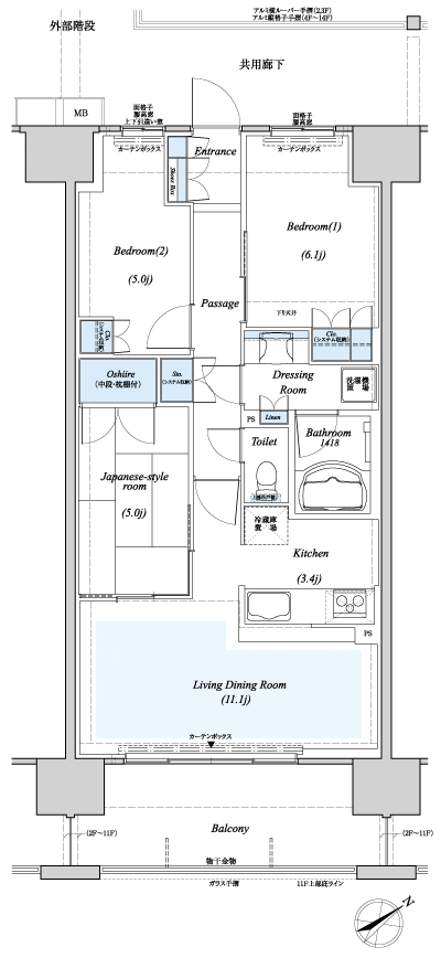 Floor: 3LDK, the area occupied: 68.9 sq m