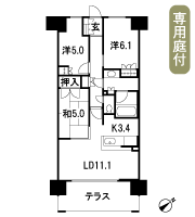 Floor: 3LDK, the area occupied: 68.9 sq m