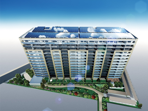 Rooftop solar panel installation Rendering