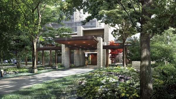 Entrance Rendering CG  ※ Rendering CG of the web is which was drawn on the basis of the drawings of the planning stage, In fact a slightly different. In addition etc. concerning the appearance of the equipment, It has been omitted on the representation. still, Planting does not indicate a particular season, It does not grow to about Rendering at the time of completion.