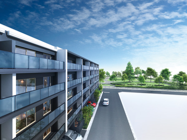 Shared facilities.  [Rendering wished the Carillon Square from Park front building southwest side] In order to draw the appearance suitable for low-rise residences to obtain a much-valued location, Asked for no new exterior design is to Fujimino. The black on a white base color by using the key point edging, Represent a special presence to the peripheral landscape rich in color. Also, Sticking to the material with the texture of the mat system, Foster a gentle style worthy of permanent residence. further, By emphasizing the black-and-white of the line by the handrail and Marion, It has extended profound feeling of the building.