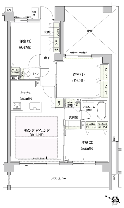 Floor: 3LDK, occupied area: 66.26 sq m