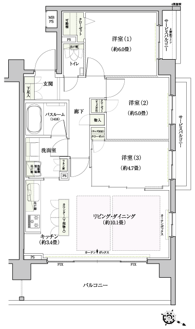 Floor: 3LDK, occupied area: 66.79 sq m