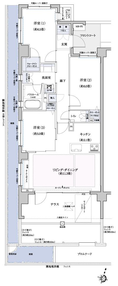 Floor: 3LDK, occupied area: 71.93 sq m