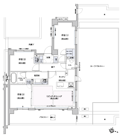 Floor: 3LDK + WIC, the occupied area: 66.36 sq m
