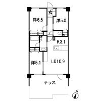 Floor: 3LDK, occupied area: 66.25 sq m