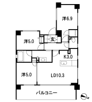 Floor: 3LDK + WIC, the occupied area: 66.36 sq m