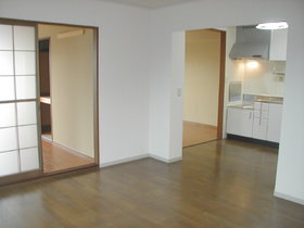 Living and room. The living room from the kitchen