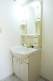 Washroom. There and glad independent wash basin