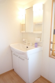 Washroom. There and glad independent wash basin.