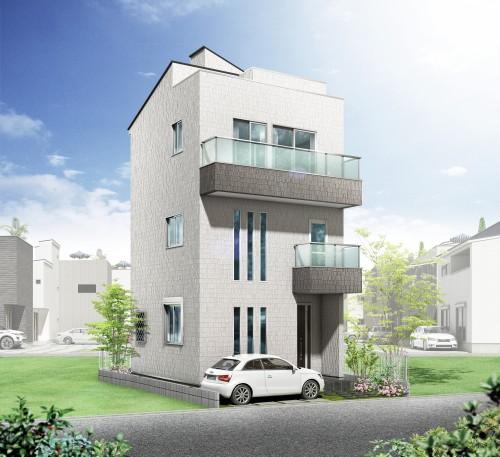 Rendering (appearance). Simple modern design housing. The outer wall of colors and designs can be changed on the meeting with the staff of the customer the exclusive. ※ Rendering is. Planting ・ Car, etc. are not included in the sale price.