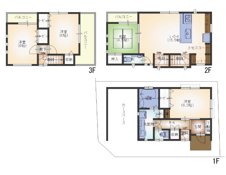 Building plan example (floor plan). Building plan example Building price 17 million yen, Building area 93.90 sq m