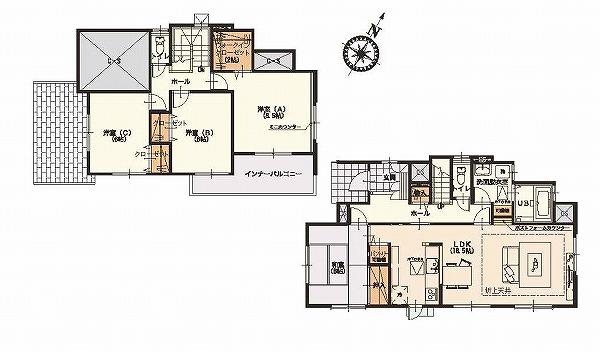 Floor plan. 29,980,000 yen, 4LDK, Land area 213.03 sq m , From smile conversation of building area 112.61 sq m family. Design for the raw activity lines as Fureaeru nature and family / Floor plan