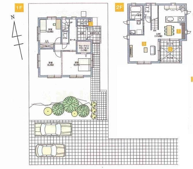 Building plan example, Land price 16.7 million yen, Land area 229.56m2, Building price 23,100,000 yen, Building area 97.85m2