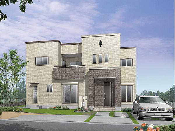 Rendering (appearance). House clearing the energy-saving achievement rate of 100% or more in the top runner standard (all room pair glass, kitchen ・ Bathroom with shower water-saving type, Fluorescent lighting use, etc.) / (3 Building) Rendering