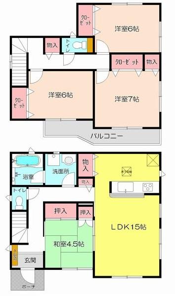 Floor plan. 18,800,000 yen, 4LDK, Land area 221.42 sq m , Building area 98.41 sq m