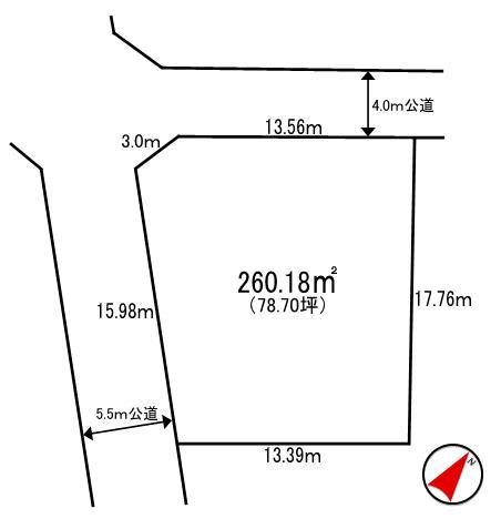 Compartment figure. Land price 12.9 million yen, Land area 260.18 sq m