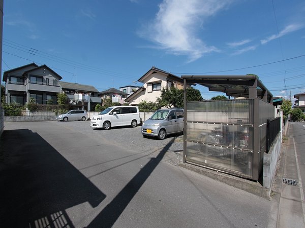 Parking lot. Parking and bicycle parking lot of the road opposite