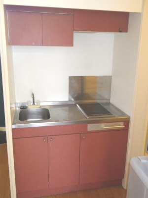 Kitchen. Two-burner electric stove is ☆ 