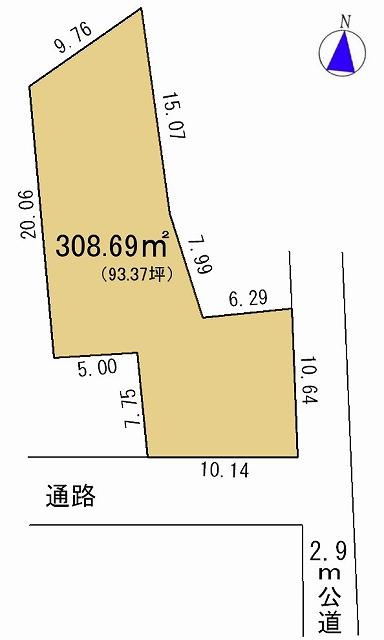 Compartment figure. Land price 12.8 million yen, Land area 308.69 sq m