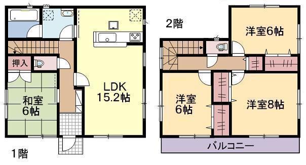 Floor plan. (4 Building), Price 21,800,000 yen, 4LDK, Land area 147.06 sq m , Building area 96.39 sq m
