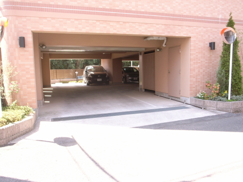 Parking lot. As you can ride in the car surpassing the rain from the room