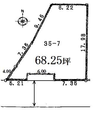 Compartment figure. Land price 6.8 million yen, Land area 225.64 sq m survey map