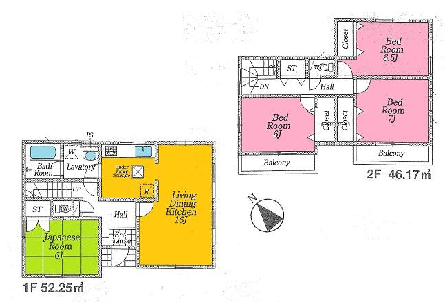 Floor plan. 16.8 million yen, 4LDK, Land area 180.53 sq m , Building area 98.42 sq m
